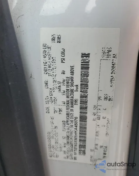 2017 Ford Transit T-350 из США, поврежденный, VIN 1FTBW3XM1HKA45076